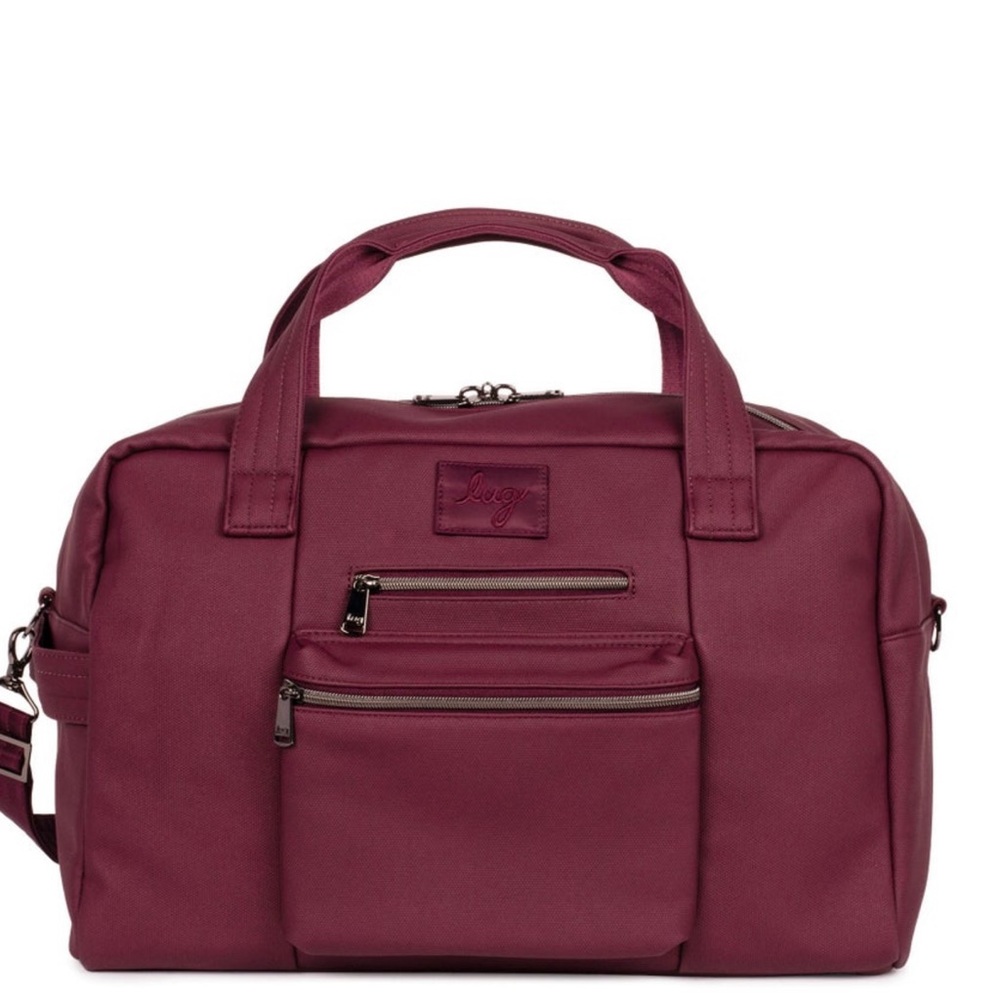 Lug NWT CHARGER in WINE Matte Luxe Vegan Leather Duffel Burgundy Unisex